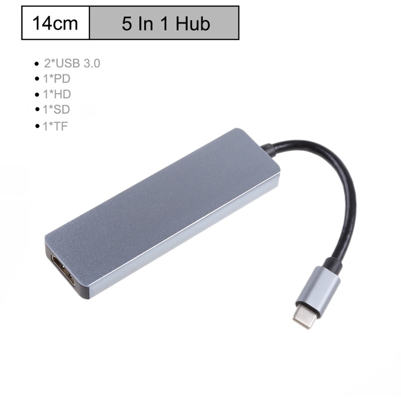 Bộ Hub USB C 5 Trong 1 Tốc Độ Cao Đầu Đọc Thẻ Nhớ SD / TF Chuyển Đổi USB3.0 4K 30Hz