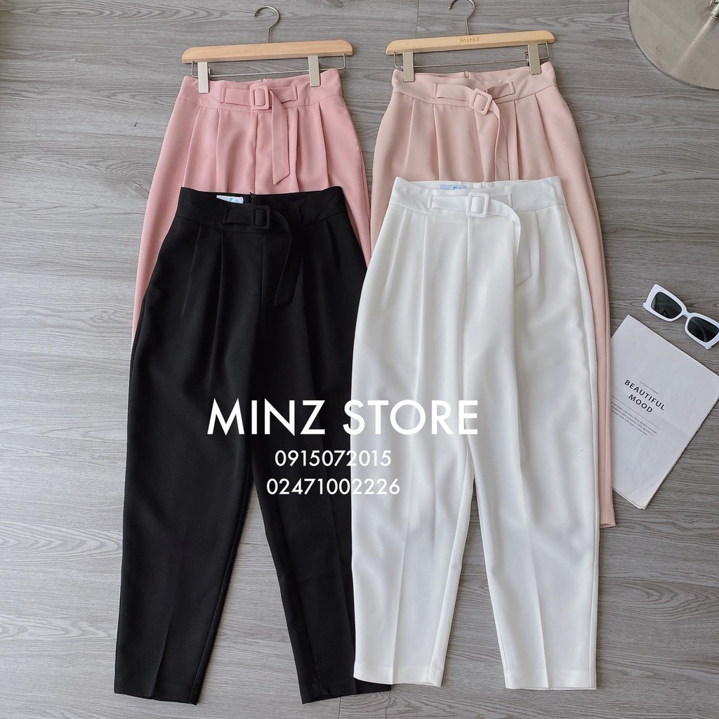 Quần baggy 2 ly kèm đai bọc (4 màu)