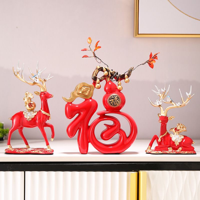 Quà tân gia hươu trang trí phòng khách trang trí tủ tivi con hươu may mắn