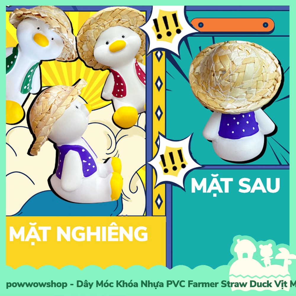 [Sẵn VN - Hỏa Tốc] Dây Móc Khóa Nhựa PVC Mẫu Farmer Duck Straw Hat Vịt Nông Dân Mũ Rơm