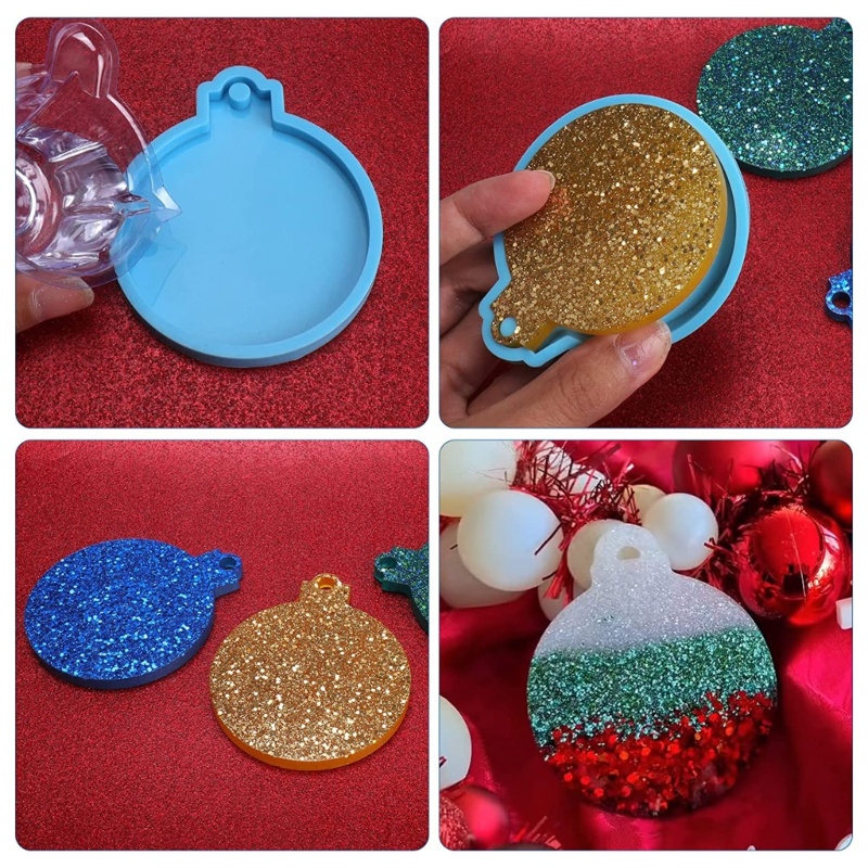 Khuôn Làm Mặt Trang Sức Giáng Sinh Hình Tròn Bằng Nhựa Resin