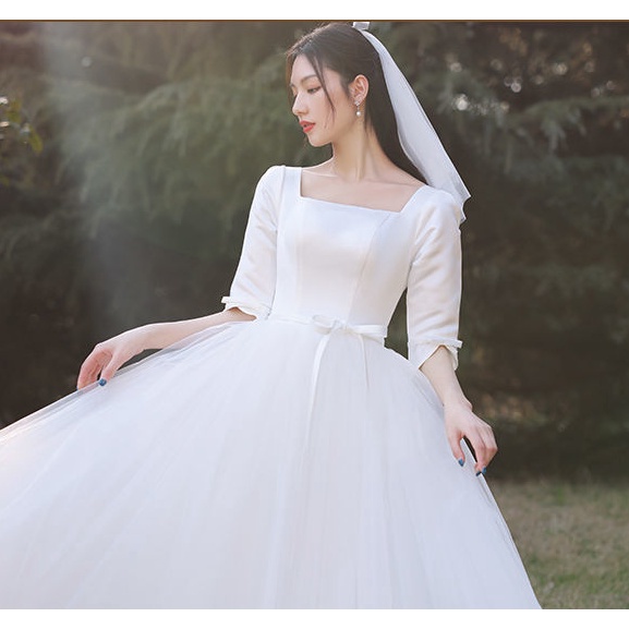 Đầm Cưới Dáng Ôm Màu Trắng Phong Cách Pháp Thời Trang Sang Trọng Cho Nữ