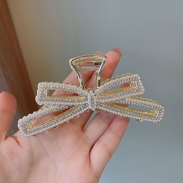 Kẹp Tóc Càng Cua Đính Ngọc Trai Giả Lưng Cao Thời Trang Xuân Hè Cho Nữ