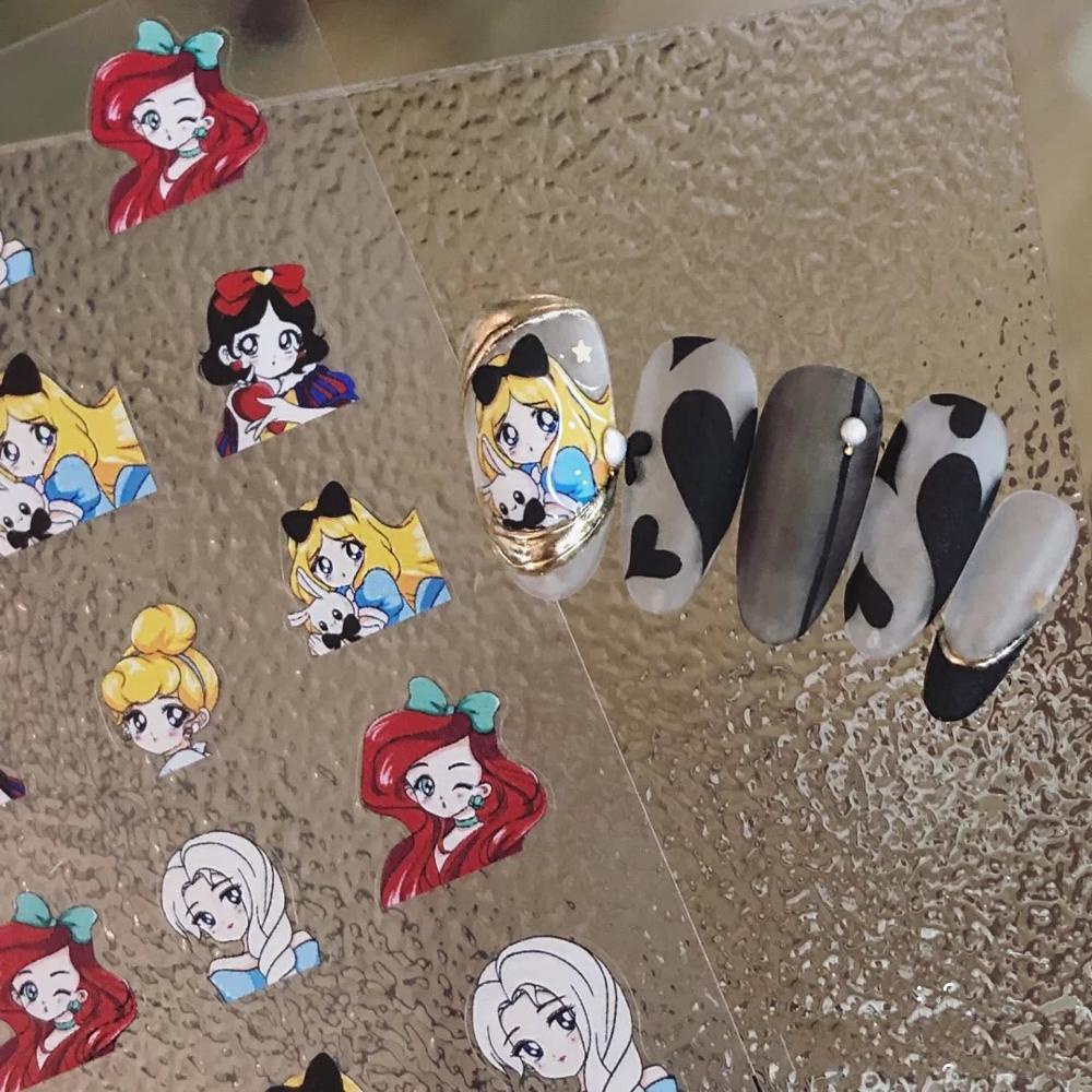 Nhãn Dán Trang Trí Móng Tay Nghệ Thuật Họa Tiết Công Chúa Hoạt Hình 3D DIY Cho Nữ