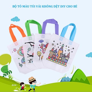 BỘ TÔ MÀU TÚI VẢI KHÔNG DỆT DIY CHO BÉ