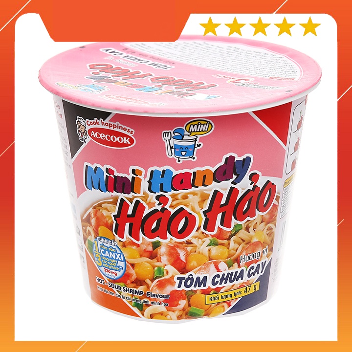 [ AN TÂM MUA HÀNG ] Mì mini Handy Hảo Hảo tôm chua cay 47g - Đồ Ăn Đóng Hộp Lợn Bò và Gà - SQ0388