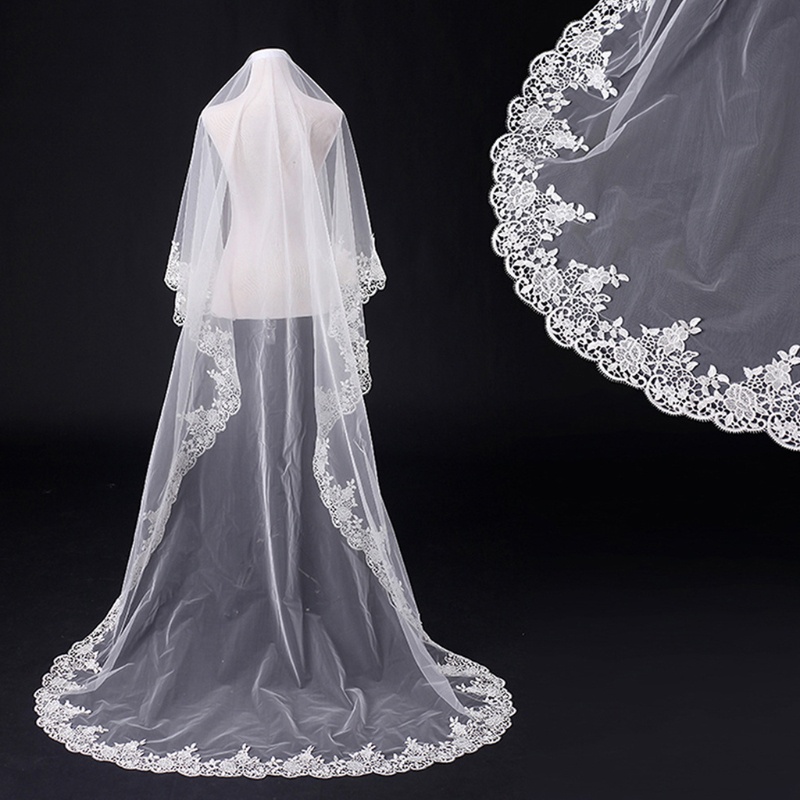 Mạng Che Mặt Cho Cô Dâu 1 Lớp Bằng Vải Tuyn Dài 300cm