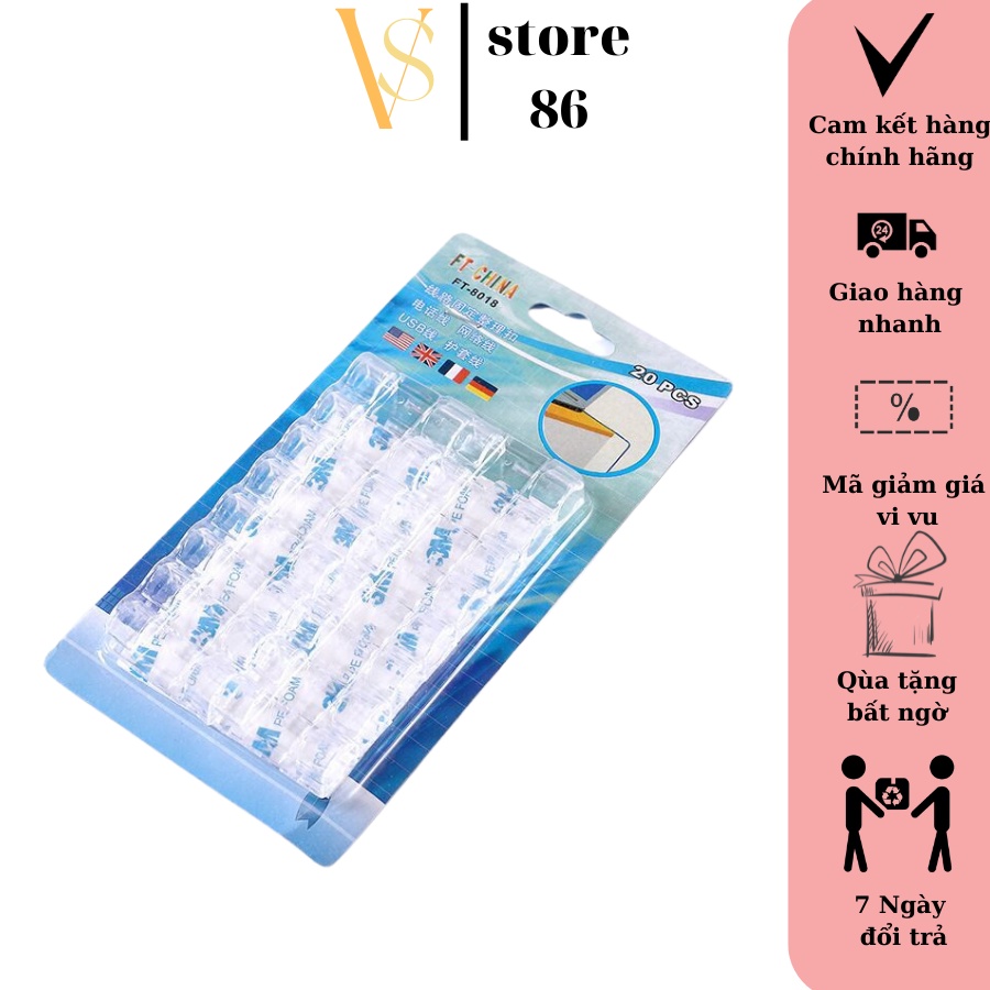 Nẹp dây điện dán tường siêu dính-Kẹp dây điện cố định ,giữ siêu sốc an toàn dễ lắp đặt combo 20 VS STORE