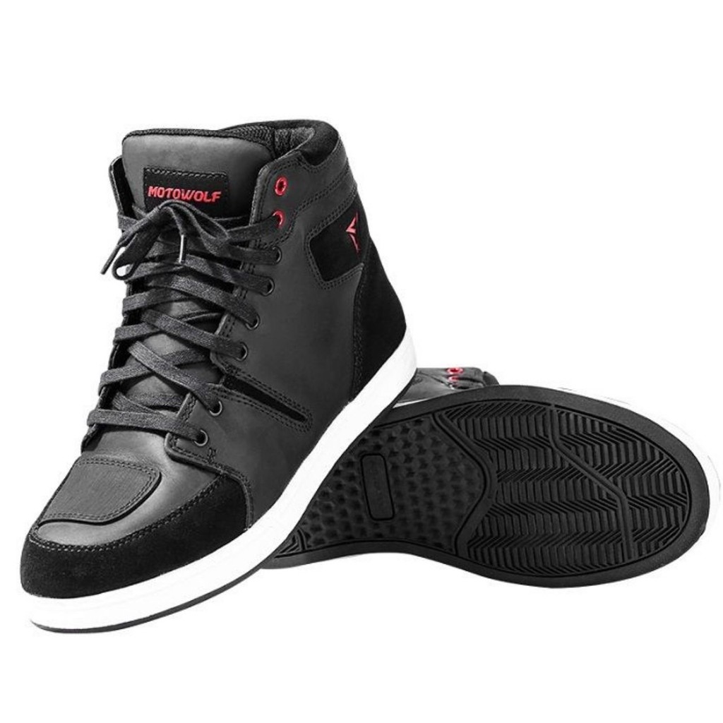 Giày Bảo Hộ Motowolf Dáng Sneaker Cổ Cao Cho Nam Màu Đen Churnix