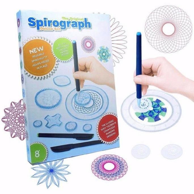 (Tặng 3 bút) Bộ thước vẽ họa tiết sáng tạo Spirograph No 2143