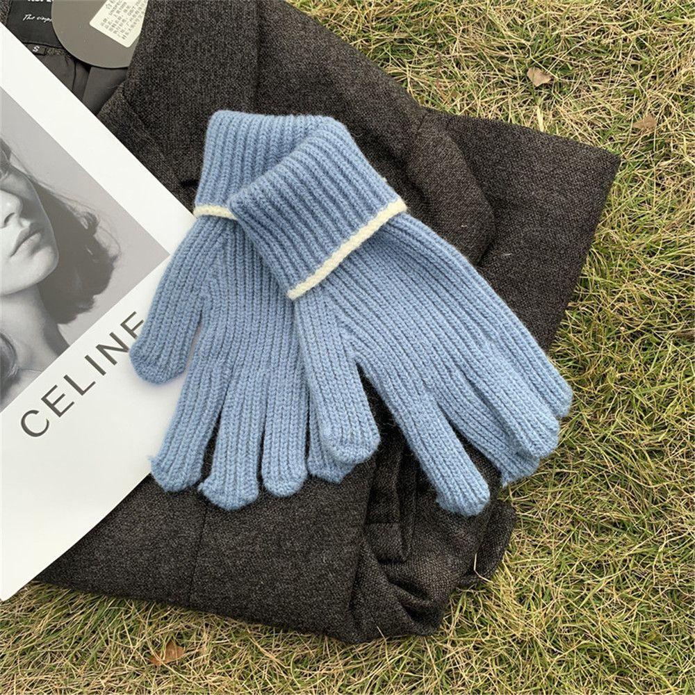 Găng Tay Dệt Kim Co Giãn Dày Dặn Ấm Áp Cho Nữ