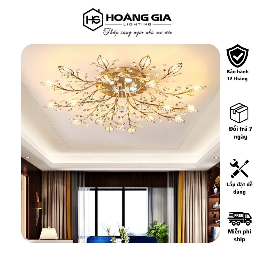 Đèn Chùm - Đèn Phòng Khách - Ốp Trần phòng khách cành vàng lá ngọc
