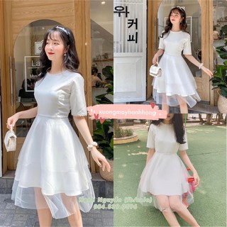 Váy trắng dự tiệc ren công chúa