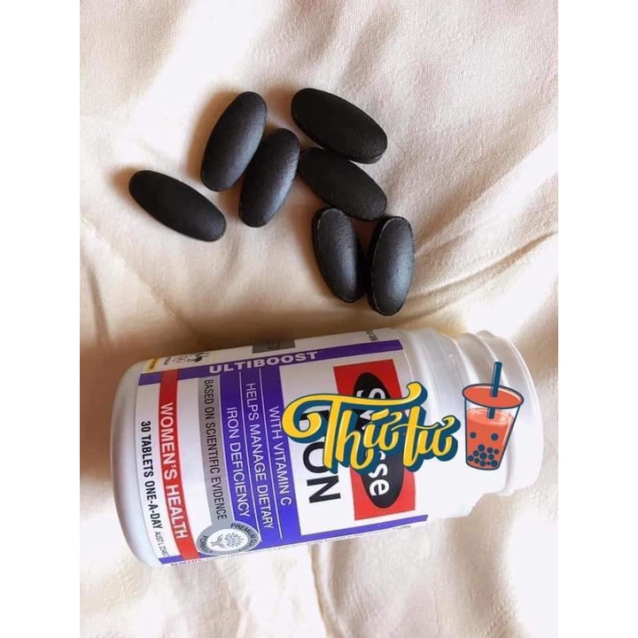 Sắt Swisse Ultiboost Iron với vitamin C, tảo xoắn 30 viên - Bổ sung sắt hữu cơ