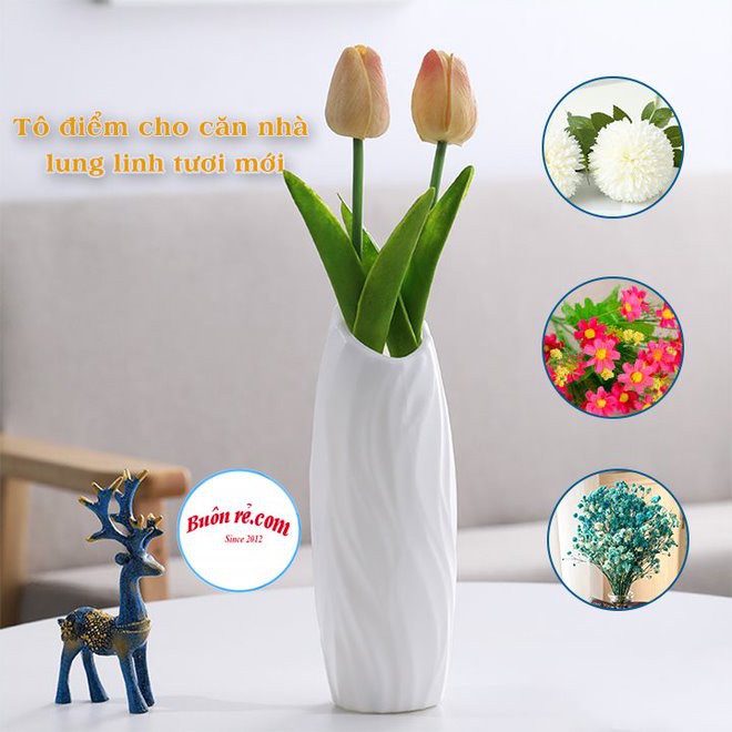 Lọ hoa nhựa giả gốm decor miệng Elip Buôn Rẻ 01275