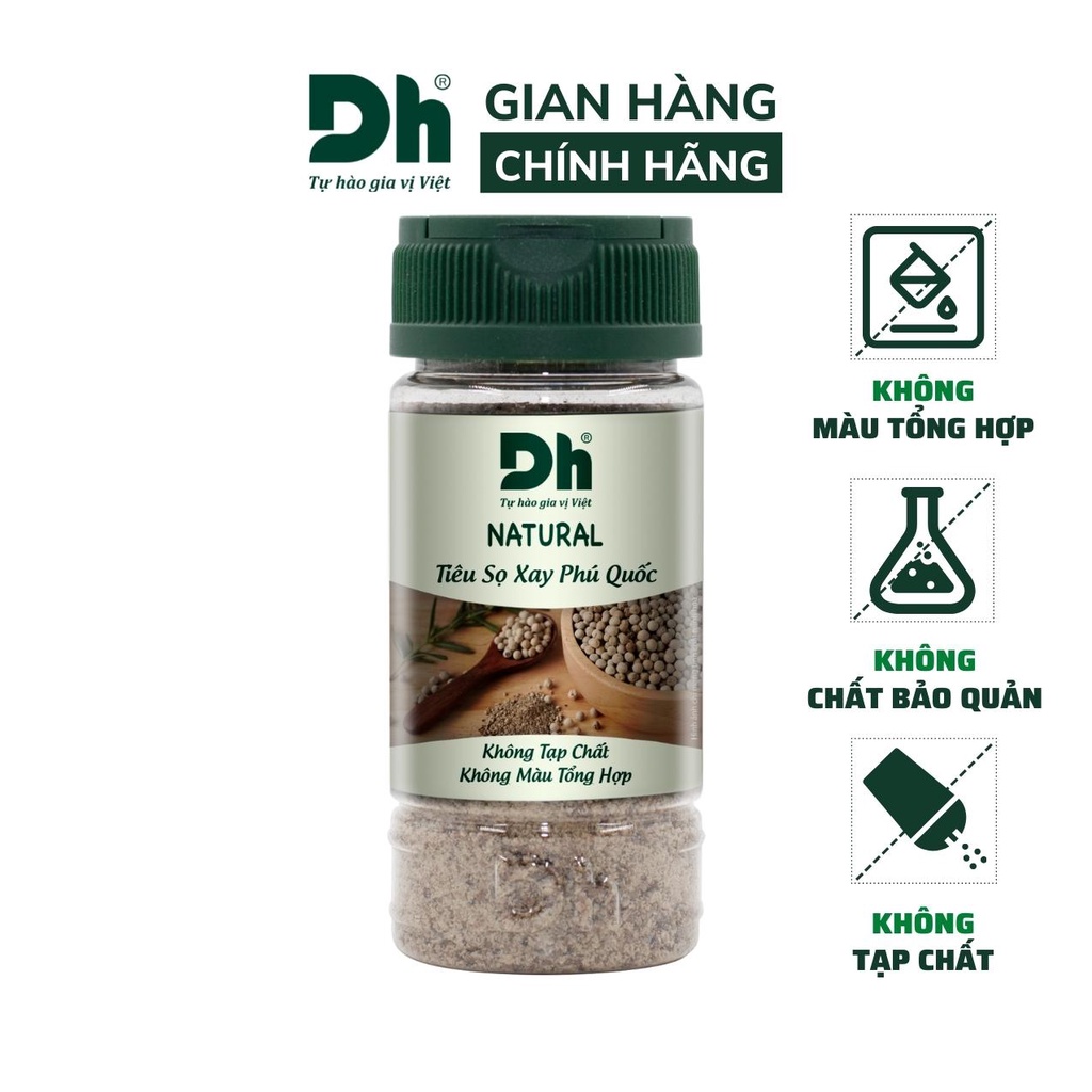 Tiêu sọ xay Phú Quốc Natural DH Foods chế biến thực phẩm 45gr/80gr - DHGVT45