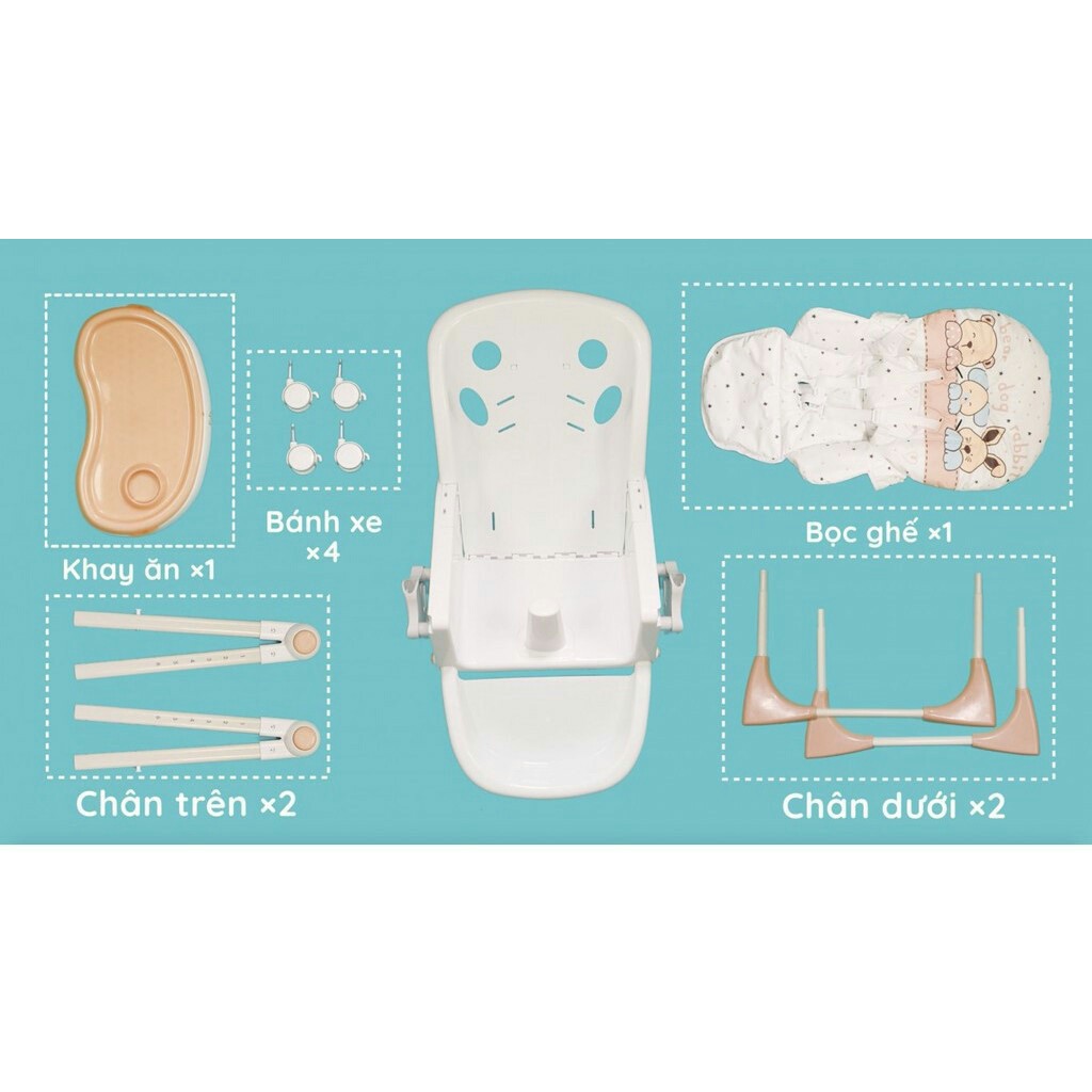 Ghế cao ăn dặm cho bé Fatz baby FB7202B Hàn Quốc cho bé từ 6 tháng đến 3 tuối - tải trọng 30kg