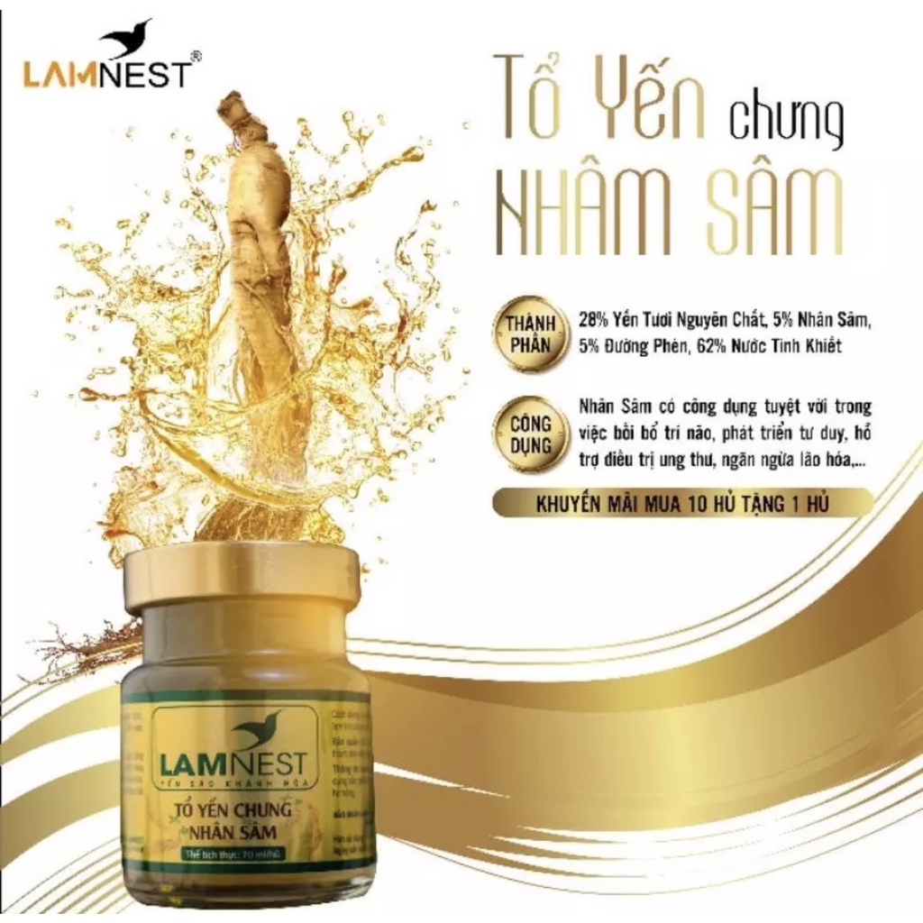 Yến Sào LamNest Chưng Tam Vị - hạt sen- nhân sâm 30% yến