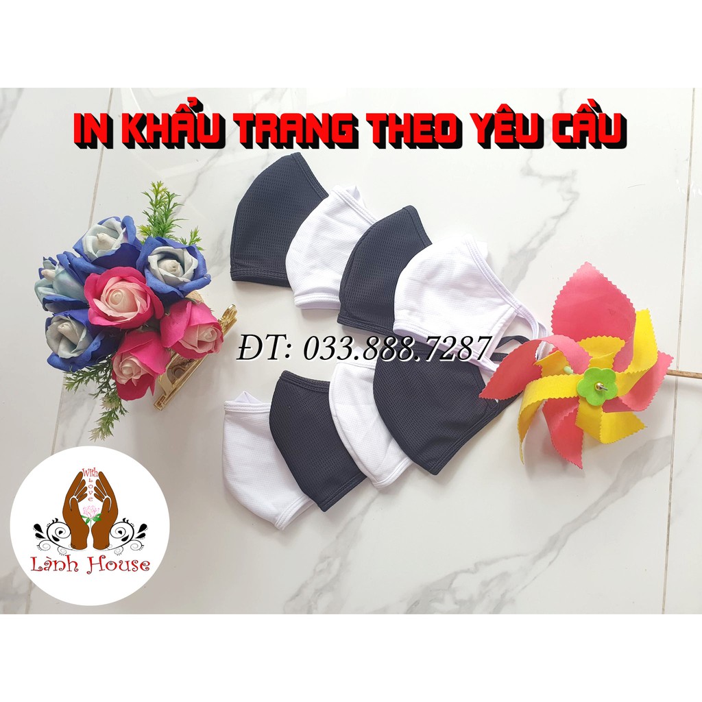 Khẩu Trang Vải Màu Đen Trắng- In LOGO Trên Khẩu Trang Theo Yêu Cầu