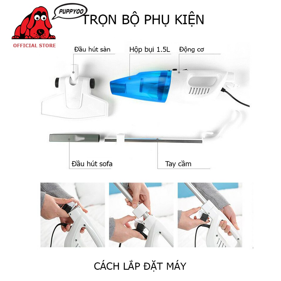 Máy hút bụi cầm tay Hanfure hút bụi gia đình tối ưu công suất 600W tặng bộ 9 đầu hút tiện dụng