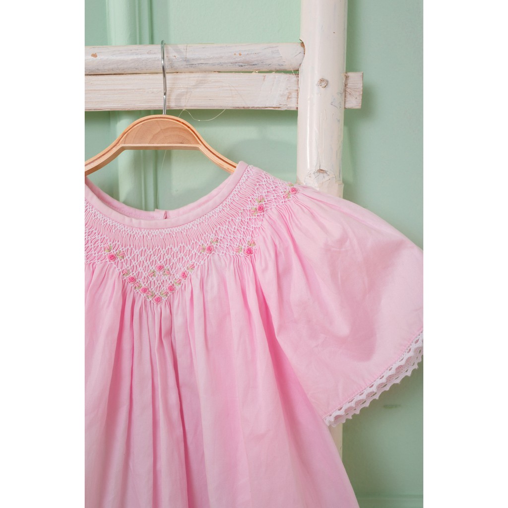 [LITTLE PINK] FANNY SMOCKED DRESS - Váy bé gái thêu tay smock hồng nhạt
