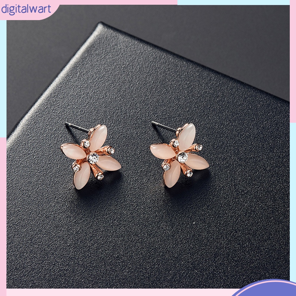 Set dây chuyền và đôi khuyên tai hình hoa đính đá thời trang cho nữ