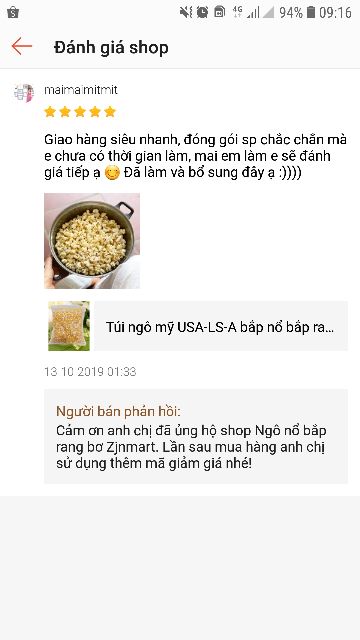 1kg Ngô mỹ USARH-LS-1 chuyên nổ bắp rang bơ tại nhà sỉ / lẻ hàng mới về Zjnmart