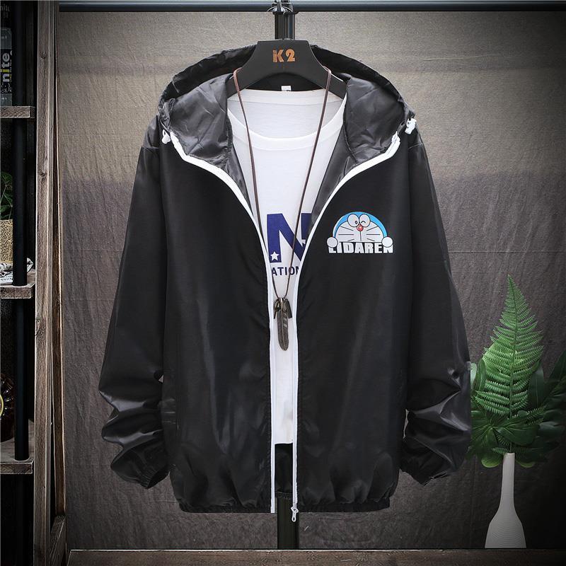 Áo khoác nam bomber hàn quốc Áo Khoác  Áo Khoác Hoodie Chống Nắng Vải Mỏng In Hoạt Hình Doraemon Dễ Thương Cho Nam Sinh