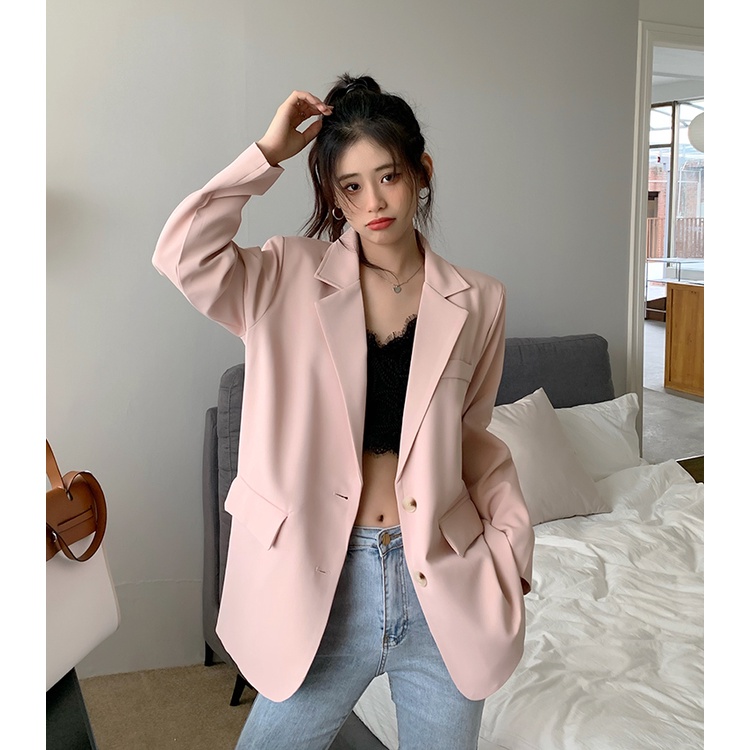 Áo Khoác Dáng Rộng 49340 Có Đệm Vai Dễ Phối Đồ Cao Cấp Dành Cho Bạn Nữ