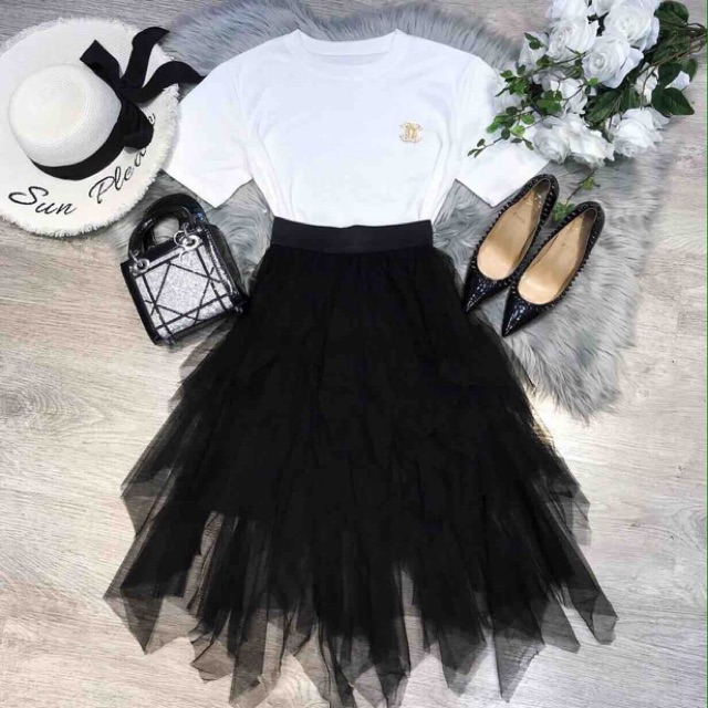 Chân váy lưới 2 lớp from dài đuôi phối sole_chân váy xinh | BigBuy360 - bigbuy360.vn