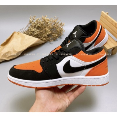 Giày Thể Thao Nam Nữ Jordan JD1 Low Cam Đen Cổ Thấp