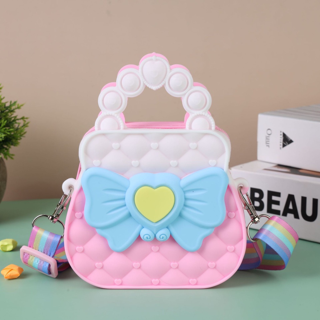 Pop It Đồ Chơi Túi Xách Đeo Chéo Vai Giảm Căng Thẳng Bong Bóng Silicone Dành Cho Bé Gái