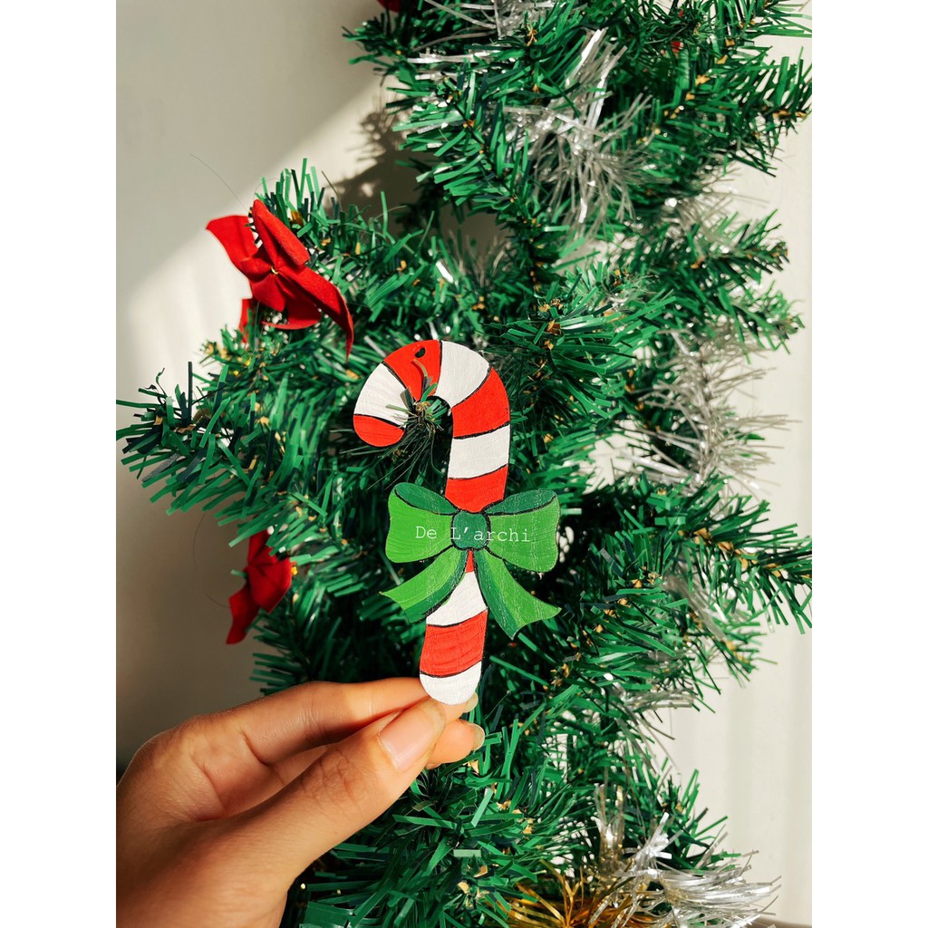 Set 20 món trang trí Noel bằng gỗ, vẽ thủ công màu siêu bền đẹp