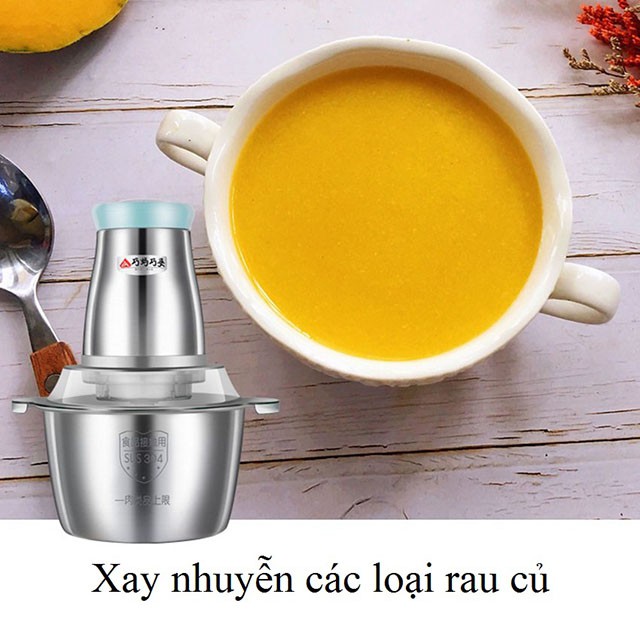 Máy xay thịt loại tốt 2 lít inox 304| Máy xay thịt inox đa năng 3 lít, thực phẩm, trái cây, hoa quả cao cấp