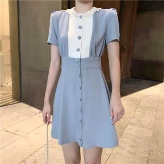 Váy xinh cổ trắng kiểu Hàn