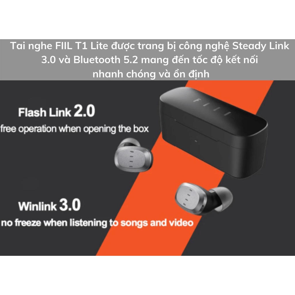 Tai nghe True Wireless FIIL T1 Lite - Bluetooth 5.2, Pin 32 giờ, chống nước IPX7