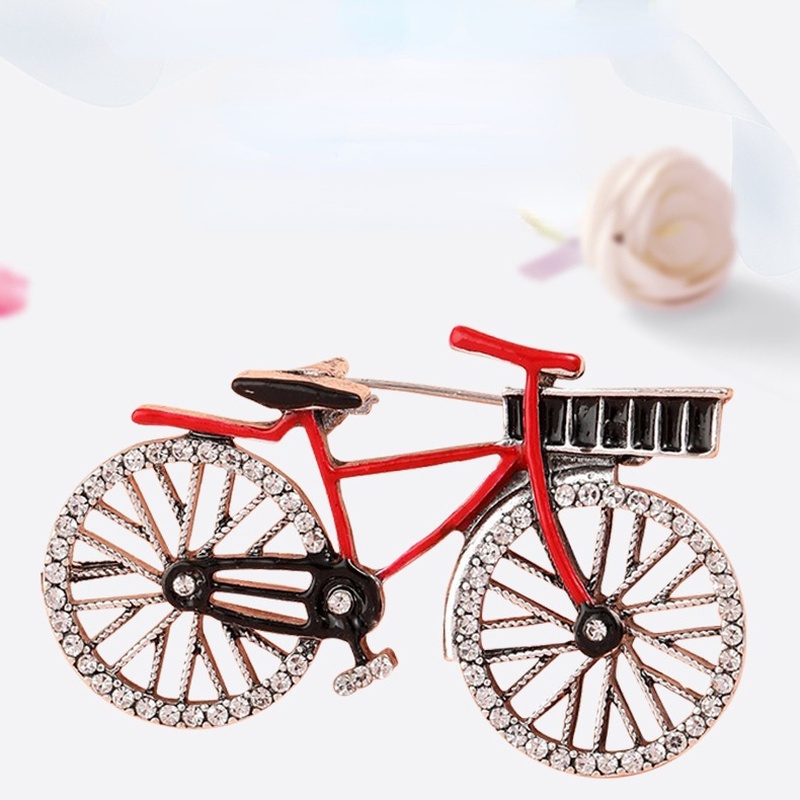 Ghim Cài Áo Hình Xe Đạp Đính Đá Phong Cách Vintage