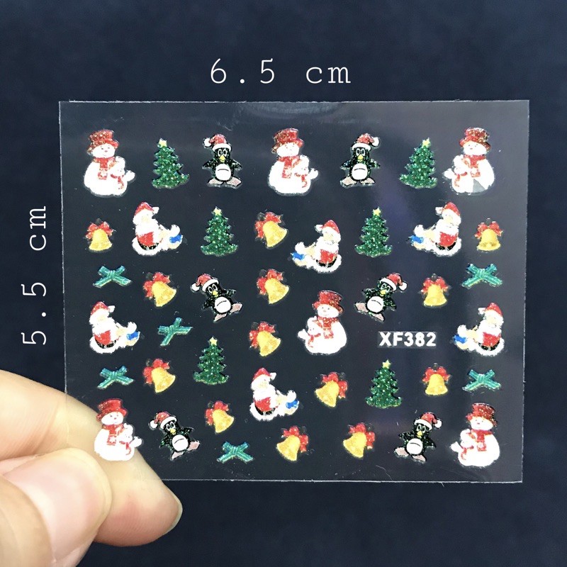 Sticker 3D-Decal dán móng Hoa Tuyết trang trí Giáng Sinh Noel