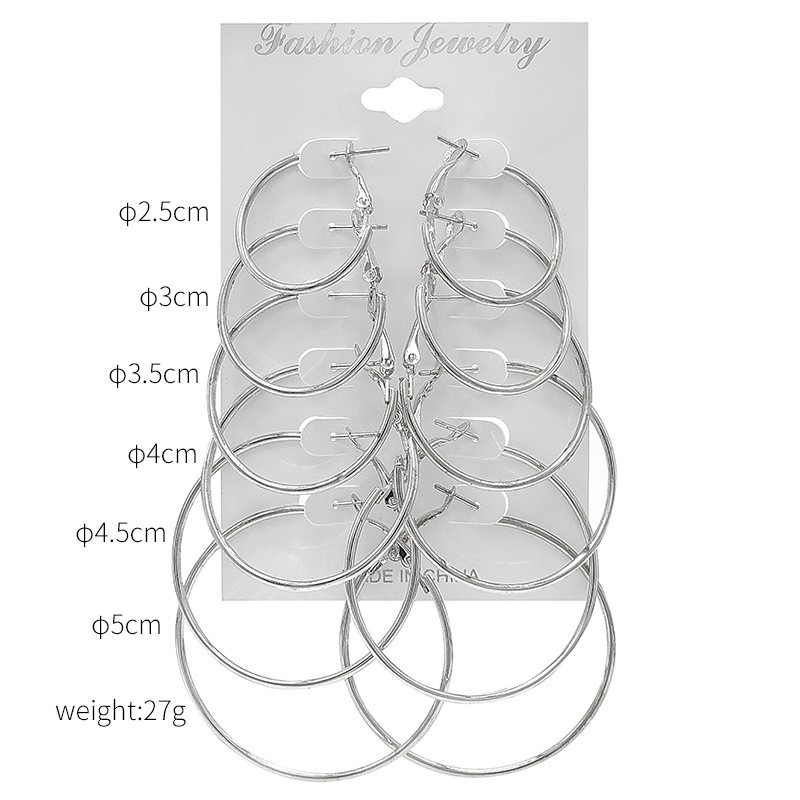 Set 6 Đôi Khuyên Tai, Vòng Tai Nữ Tròn Nhiều Kích Cỡ - Bim's House