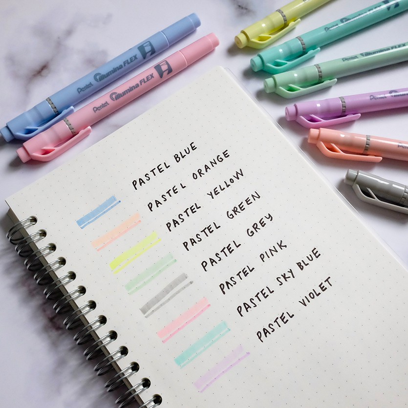 [SET 8 MÀU] Bút nhớ dòng 2 đầu Pentel Pastel Highlighter - Pentel Illumina Highlighter [Hàng chính hãng]