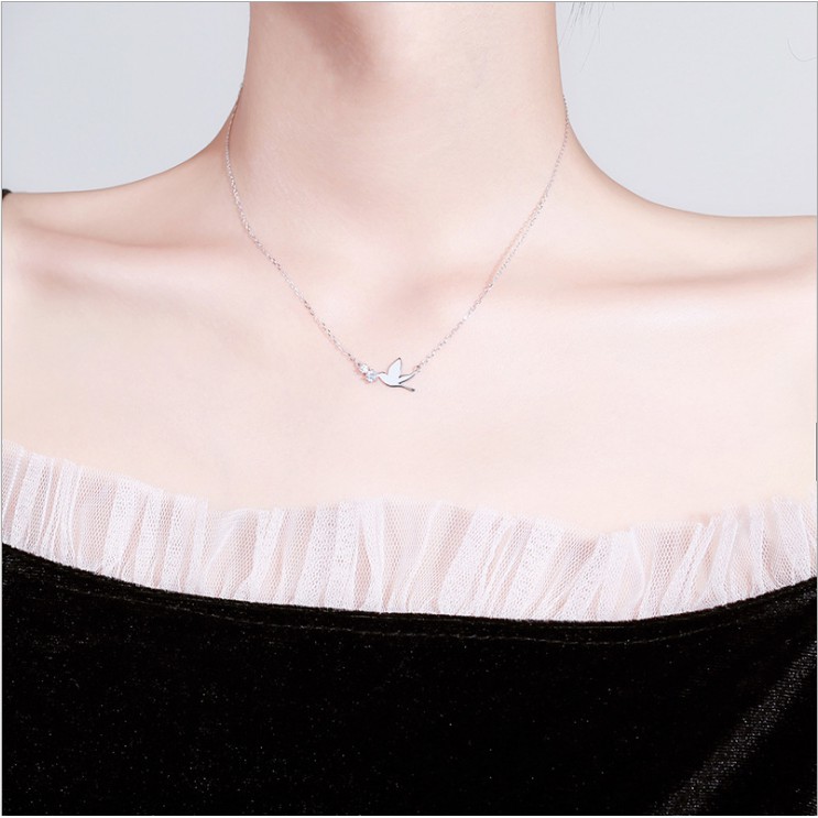 Dây Chuyền Bạc Nữ HÌnh Hạc Hy Vọng Hàng Thiết Kế - Bảo Ngọc Jewelry DB-1588