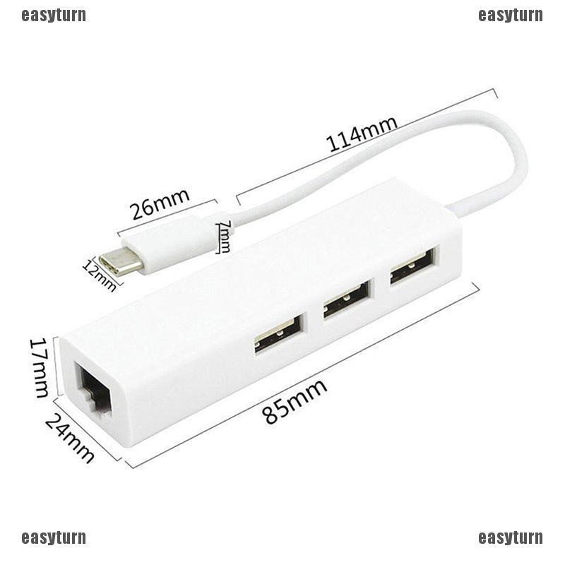 Cáp chuyển đổi USB-C USB 3.1 Type C sang USB RJ45 Ethernet LAN cho Macbook PC