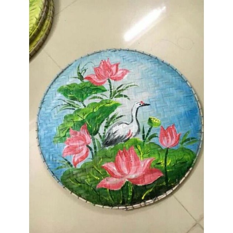 Mây tre- Tranh vẽ trên mẹt trang trí nhà cửa -Tre HN