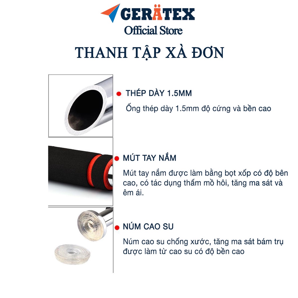 Thanh tập xà đơn Gerätex treo tường gắn cửa nhiều cỡ từ 60-130cm tập gym tại nhà