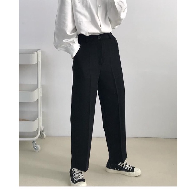 Quần Tây Âu basic trơn đen