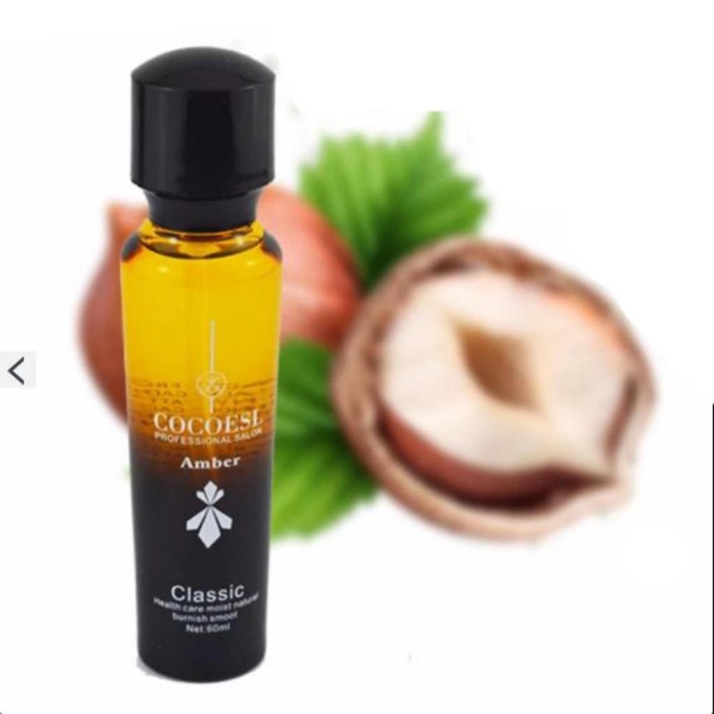 Tinh Dầu Dưỡng Tóc Cocoesl Amber 60ml Cao Cấp  Phục Hồi Tóc Hư Tổn Chẻ Ngọn 100% Tinh Dầu Nguyên Chất Macadamia