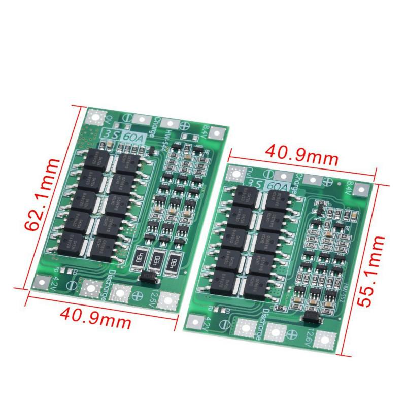 Bảng mạch bảo vệ pin Lithium 3S/4S 40A 60A 18650 BMS 11.1V 12.6V/14.8V16.8V tăng cường/cân bằng