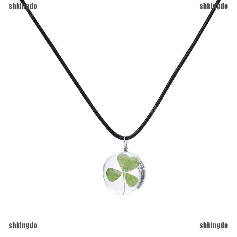 Dây Chuyền Mặt Cỏ 4 Lá Thuỷ Tinh Thời Trang Cho Phụ Nữ