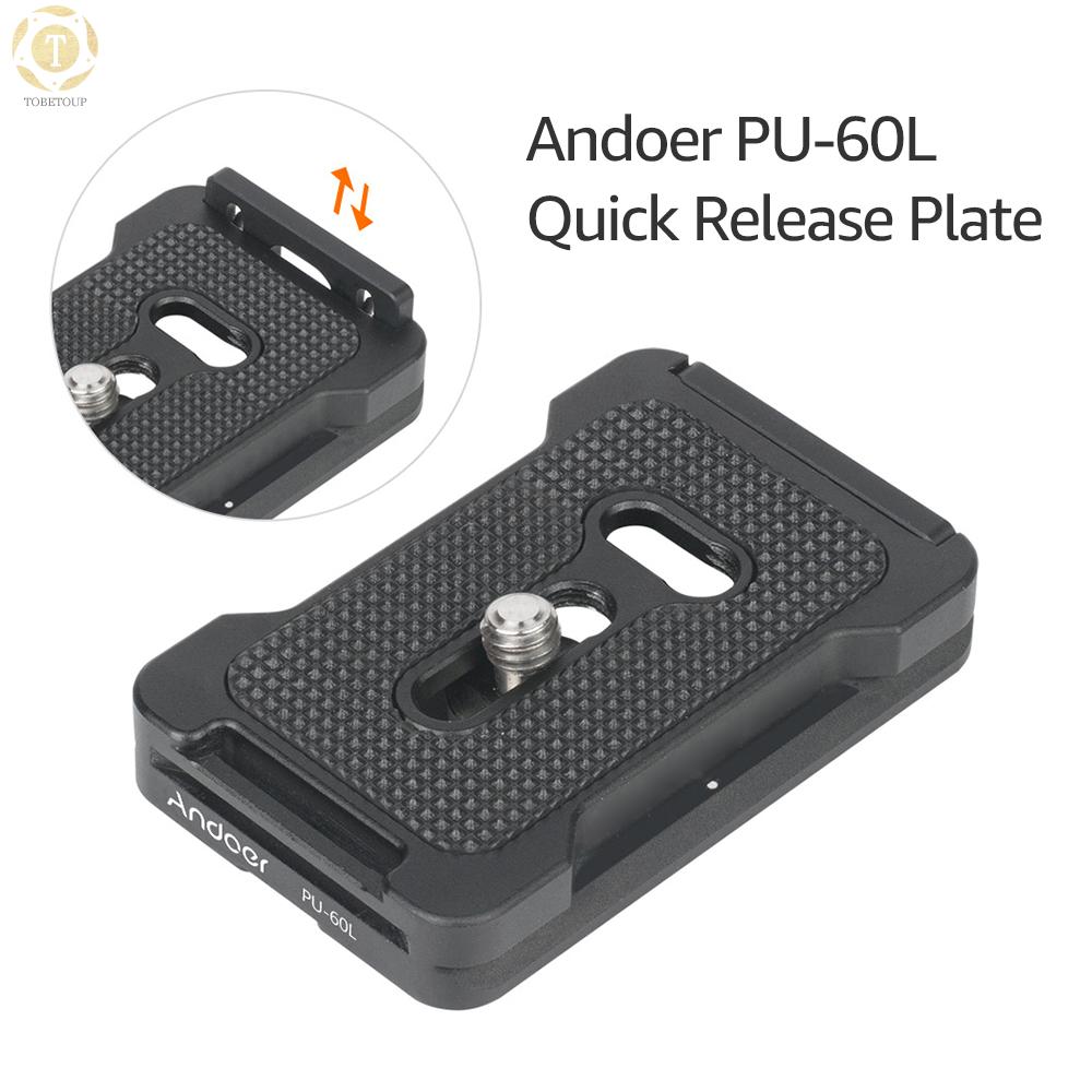 Shipped within 12 hours】 Andoer PU-70L Quick Release Plate 70mm QR Plate 1/4 Inches Mounting Screw Compatible with Arca Swiss Standard Tripod Head Quick Release Plate [TO]