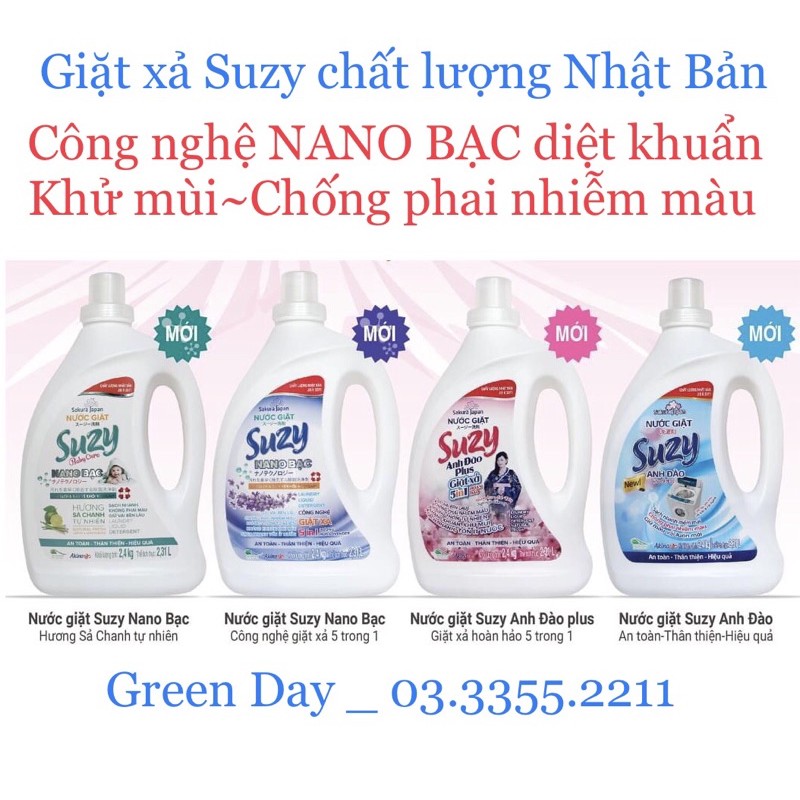 2,4kg Nước giặt xả NANO BẠC Suzy chống phai nhiễm màu thumbnail